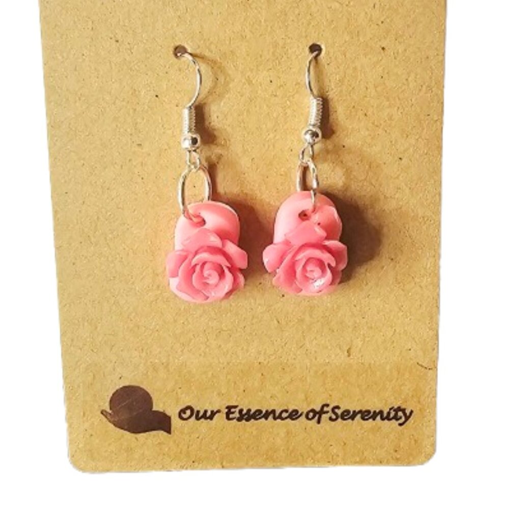 Pink Rose Earrings Clay & Plastic Earrings – NWT –1.5 inches